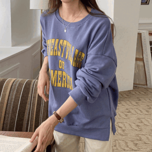 66-120사이즈 빅사이즈 여성 루즈핏 오버핏 봄 가을 나염 트임 프린팅 맨투맨 티셔츠