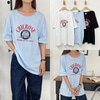 55-120사이즈 빅사이즈 여성 루즈핏 여름 면100 나염 프린팅 반팔 티셔츠