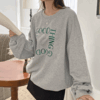 66-120사이즈 빅사이즈 여성 루즈핏 캐주얼 봄 가을 면 자수 레터링 맨투맨 티셔츠
