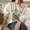 66-120사이즈 빅사이즈 여성 루즈핏 가을 겨울 캐주얼 나염 프린팅 기모 맨투맨 티셔츠