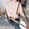 55-88사이즈 빅사이즈 여성 루즈핏 가을 겨울 반폴라 폴라 터틀넥 배색 니트 티셔츠